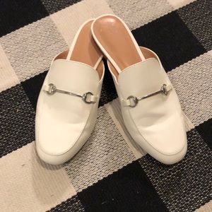 White Buckle Slide Flats